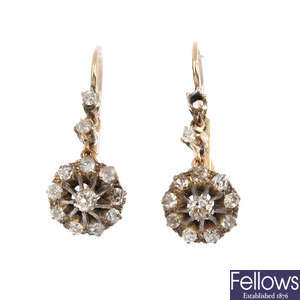 A pair of late Victorian diamond earrings.