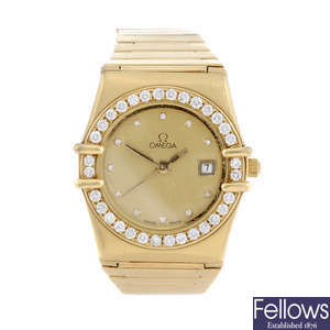OMEGA - a lady's 18ct yellow gold Constellation bracelet watch.