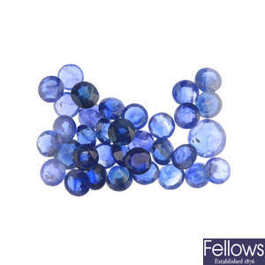 A selection of circular and oval-shape sapphires.