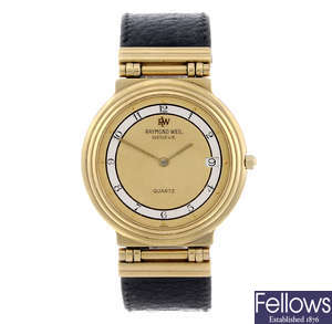 RAYMOND WEIL - a gentleman's gold plated wrist watch.