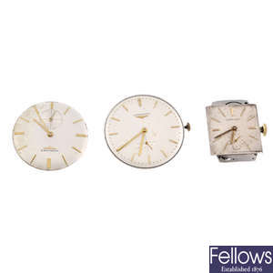LONGINES - a group of thirteen assorted watch movements.