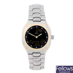OMEGA - a gentleman's bi-colour Seamaster Polaris bracelet watch.