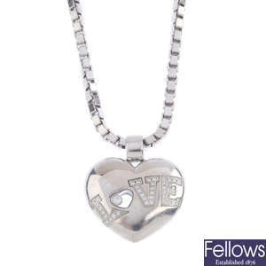 CHOPARD - an 18ct gold diamond 'Love' pendant, with chain.