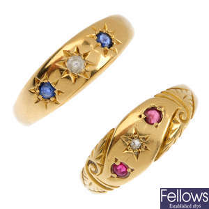 Two 18ct gold gem-set rings.