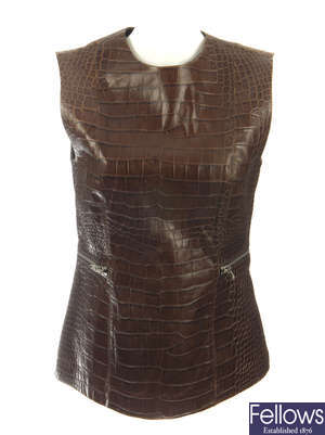 ALEXANDER WANG - an embossed leather sleeveless fitted top.