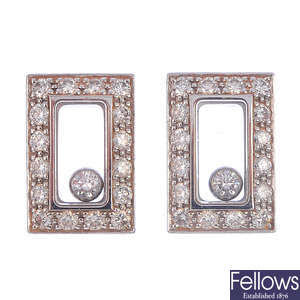 (551725-2-A) CHOPARD - a pair of 'Happy Diamond' earrings.