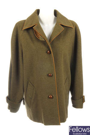 HERMÈS - a women's green wool cashmere jacket.