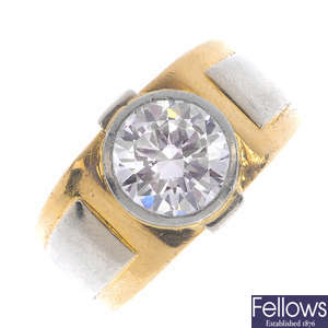  An 18ct gold diamond single-stone ring.