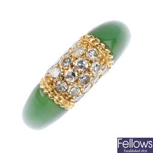 VAN CLEEF & ARPELS -  an 18ct gold diamond and chrysoprase 'Philippine' ring.