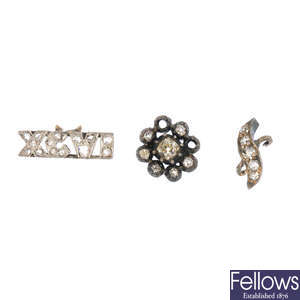 A collection of late 19th century diamond jewellery components.