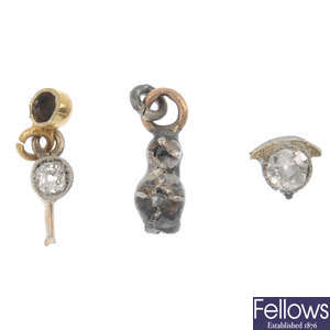 A selection of mostly mounted diamond jewellery components.