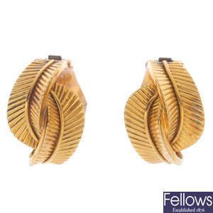 VAN CLEEF & ARPELS - a pair of mid 20th century earrings.