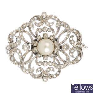 A diamond and pearl clasp.