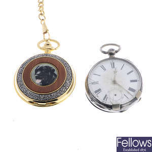 A group of eight assorted watches and eight assorted pocket watches.