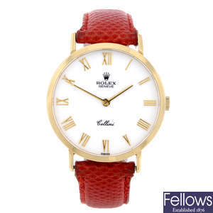 ROLEX - a gentleman's 18ct yellow gold Cellini wrist watch.