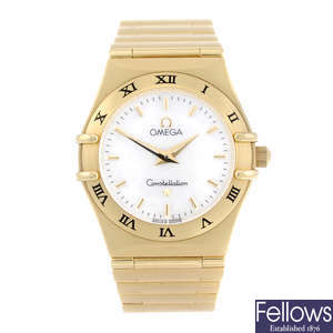 OMEGA - a lady's 18ct yellow gold Constellation bracelet watch.