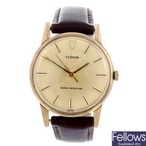 TUDOR - a gentleman's 9ct yellow gold wrist watch with a Gubelin bracelet watch.