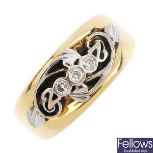 CLOGAU - an 18ct gold diamond 'Millennium' dress ring.