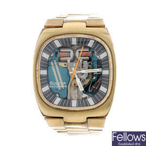 BULOVA - a gentleman's gold plated Accutron bracelet watch.