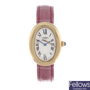 CARTIER - a lady's 18ct yellow gold Baignoire wrist watch.