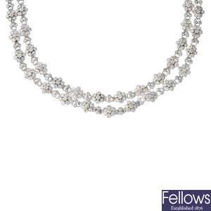 A diamond two-row necklace.
