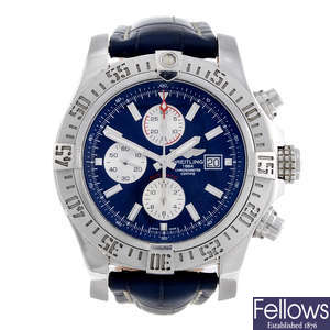 BREITLING - a gentleman's stainless steel Aeromarine Super Avenger II chronograph wrist watch.