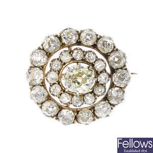 A mid Victorian diamond cluster brooch.
