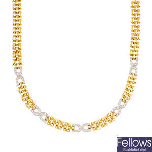 An 18ct yellow gold diamond necklace.