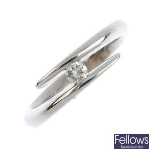 An 18ct gold diamond single-stone ring.