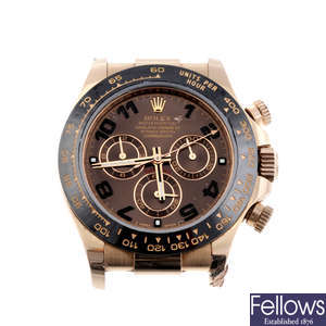 ROLEX - a gentleman's 18ct rose gold Oyster Perpetual Cosmograph Daytona watch head.