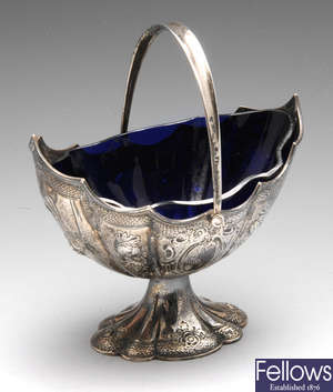 A Victorian silver pedestal sugar basket.