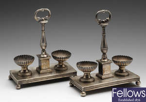 An early nineteenth century pair of French silver cruet stands.