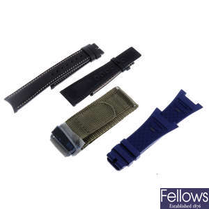A group of assorted watch straps, to include examples by IWC, Hublot, Bell & Ross and Graham. Approximately 26.