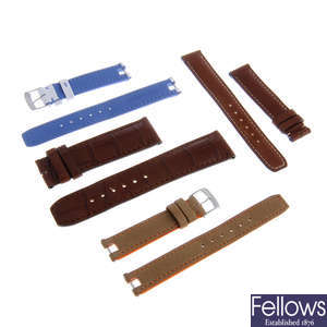 A group of assorted watch straps, to include examples by Tissot, Raymond Weil and Maurice Lacroix. Approximately 50.
