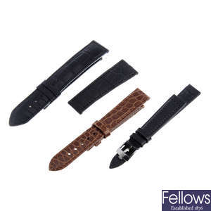 ROLEX - a group of assorted watch straps, to include leather and exotic skin examples. Approximately 20.
