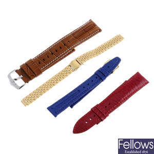 A bag of assorted watch straps and bracelets, to include examples by Hirsh. Approximately 90.