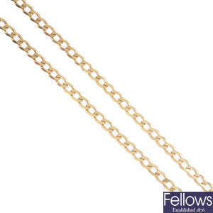 A 9ct gold curb-link chain necklace.