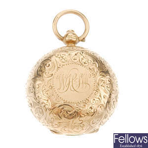 A late Victorian 9ct gold coin holder.