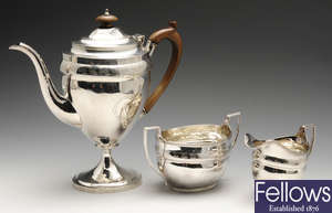 A George III silver composite part coffee service of matched style.