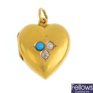 An early 20th century 15ct gold diamond and gem-set locket.