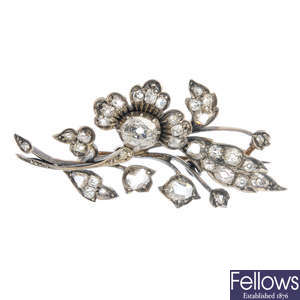 An early 20th century diamond floral spray brooch.