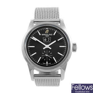 BREITLING - a mid-size stainless steel Transocean 38 bracelet watch.