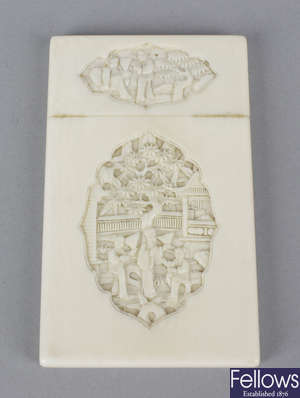 A late 19th century Cantonese carved ivory case case.