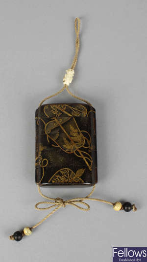 A late 19th century five section Japanese lacquered inro.