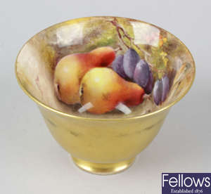 An unusual Royal Worcester porcelain fruit-painted tea bowl
