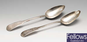 A George III Scottish silver serving spoon, a George IV Scottish silver serving spoon, etc.