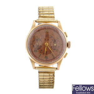FLOREX - a gentleman's yellow metal chronograph bracelet watch.