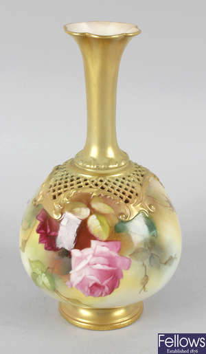 A Royal Worcester bone china vase.