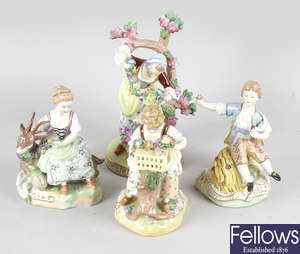 A group of five 20th century Dresden porcelain figurines.