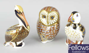 Four Royal Crown Derby porcelain birds